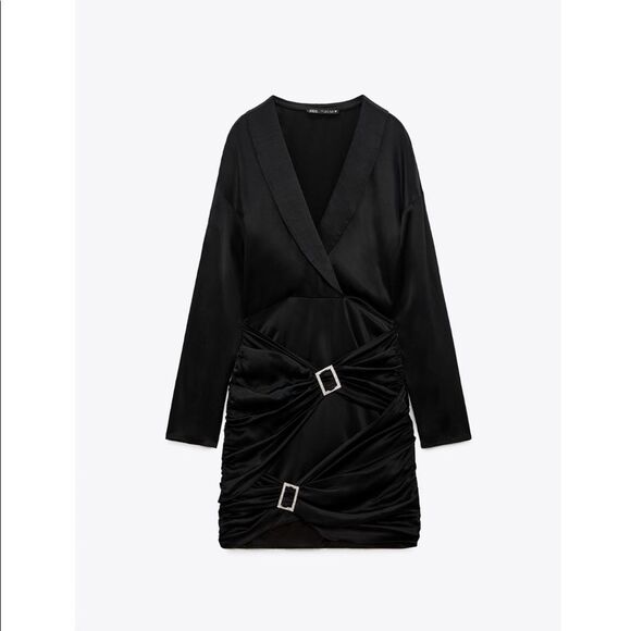 NWT ZARA JEWEL TRIM SATIN EFFECT DRESS - Picture 9 of 11